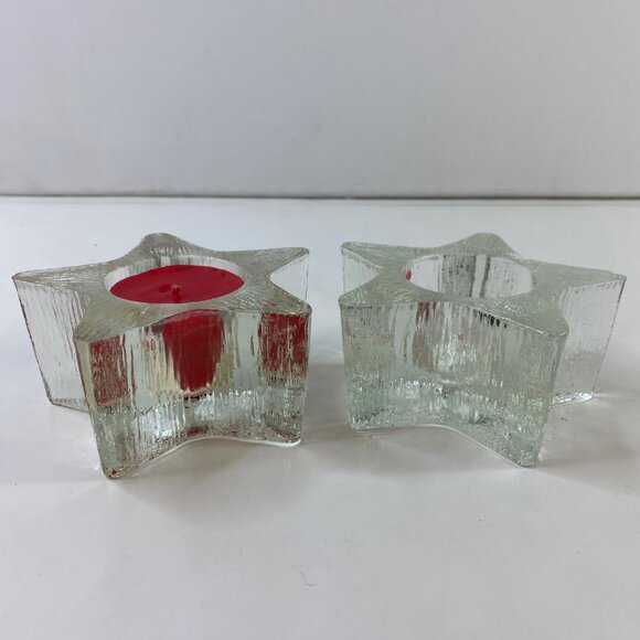 Avon 1980s Starbright Set 2 Star-Shaped Glass Votive Candle Holders - Picture 1 of 5